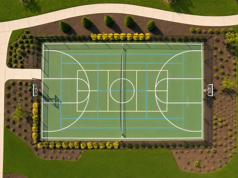 Top-down aerial photo of an outdoor sports court