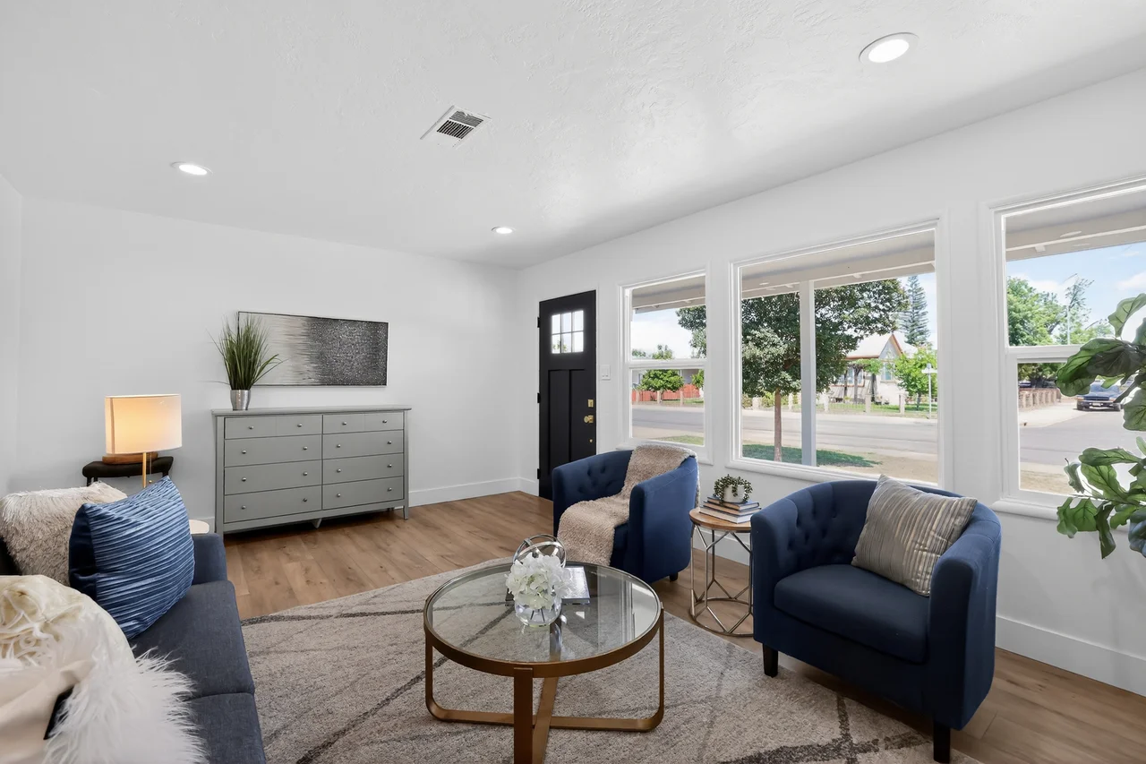 Staged living room with professional real estate photography