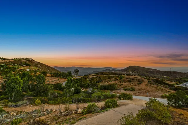 California home with twilight sky