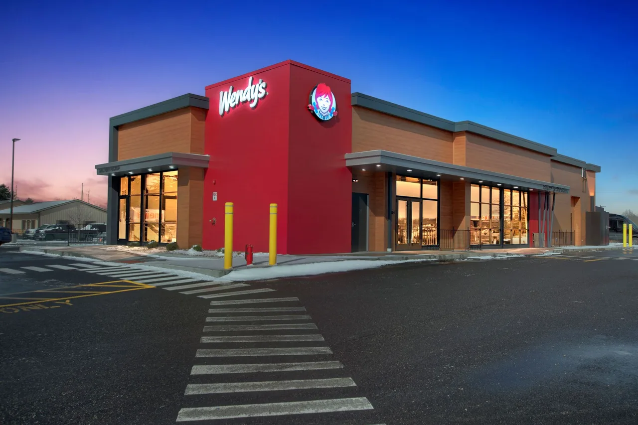 Wendy's restaurant exterior at twilight